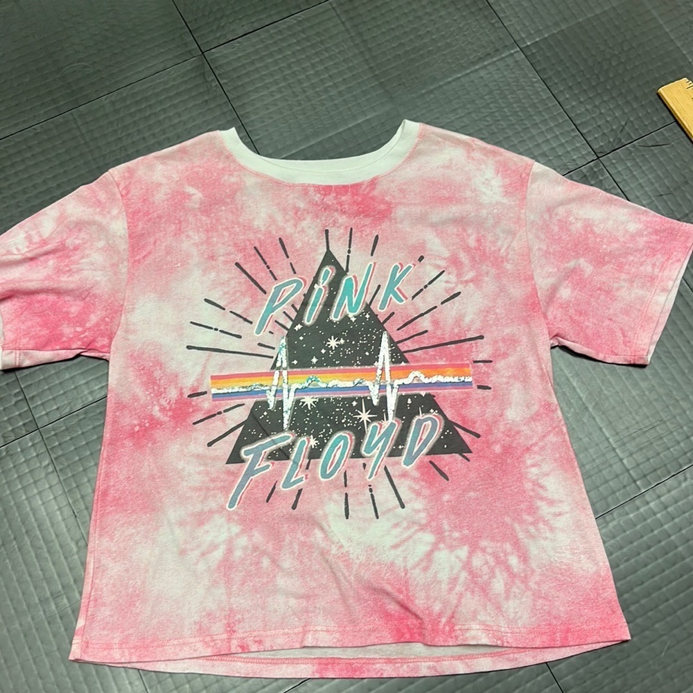 PINK FLOYD JUNIOR LADIES PINK CROPPED T SHIRT SIZE SMALL